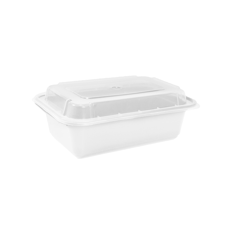24 oz. Rectangular To-Go Combo Container, Black with Clear Lid